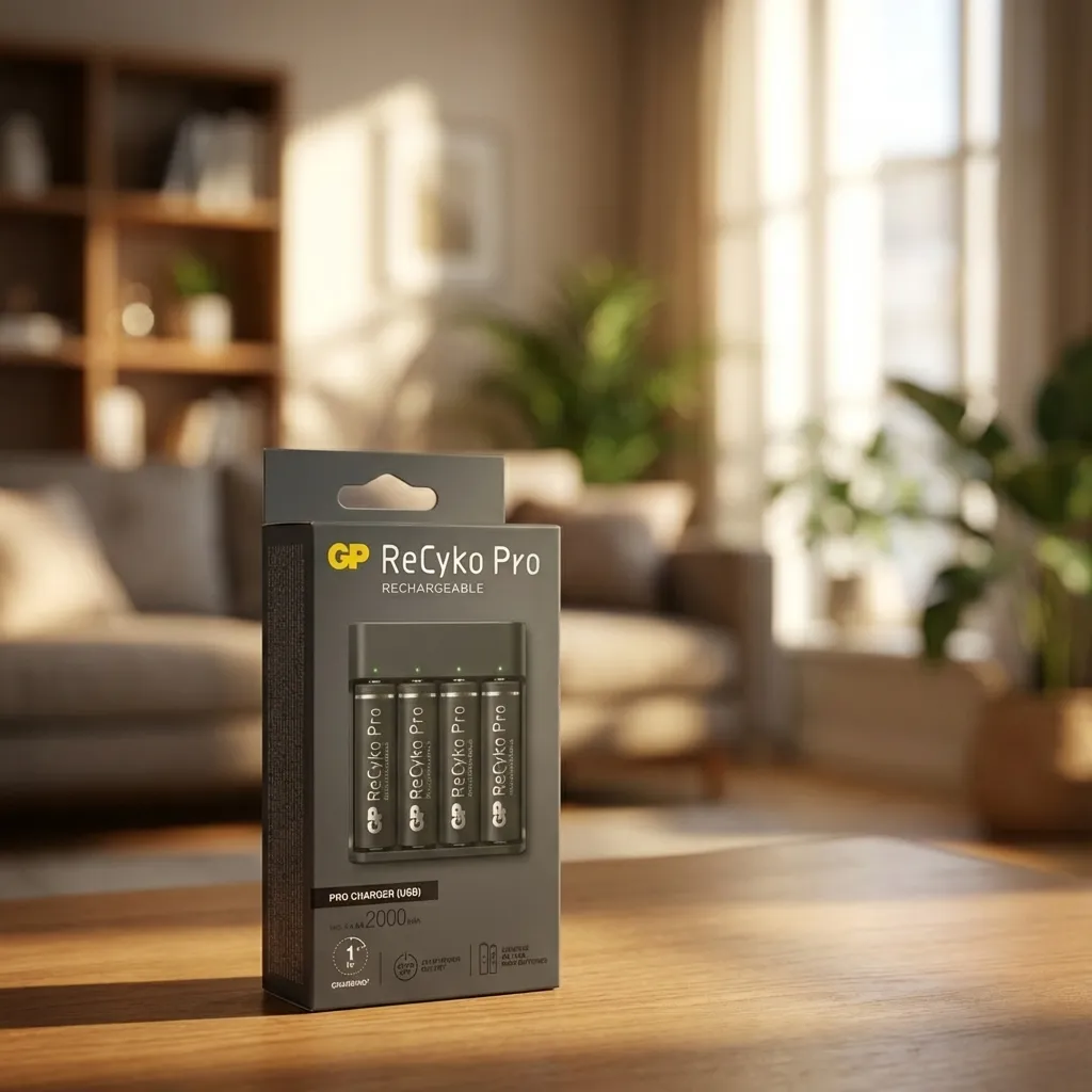 GP ReCyko Pro Batteriladdare USB – inkl. 4st Ni-MH AA-batterier 2000mAh
