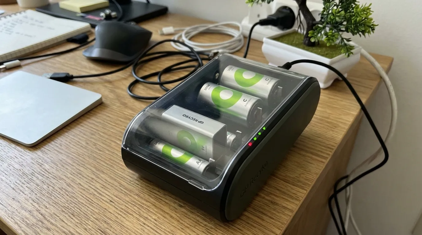 Batteriladdare universal GP. För AA / AAA / 9V / C / D (USB) action