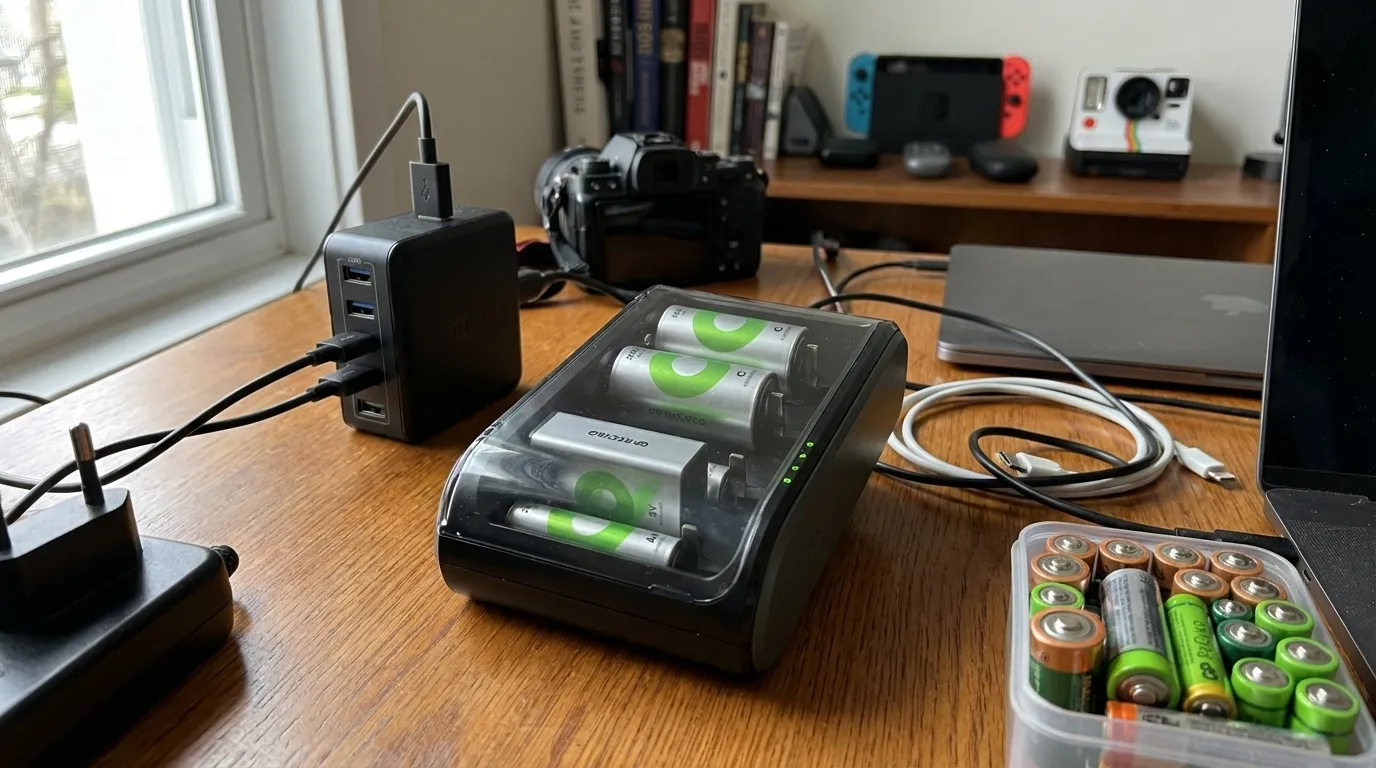 Batteriladdare universal GP. För AA / AAA / 9V / C / D (USB) hero