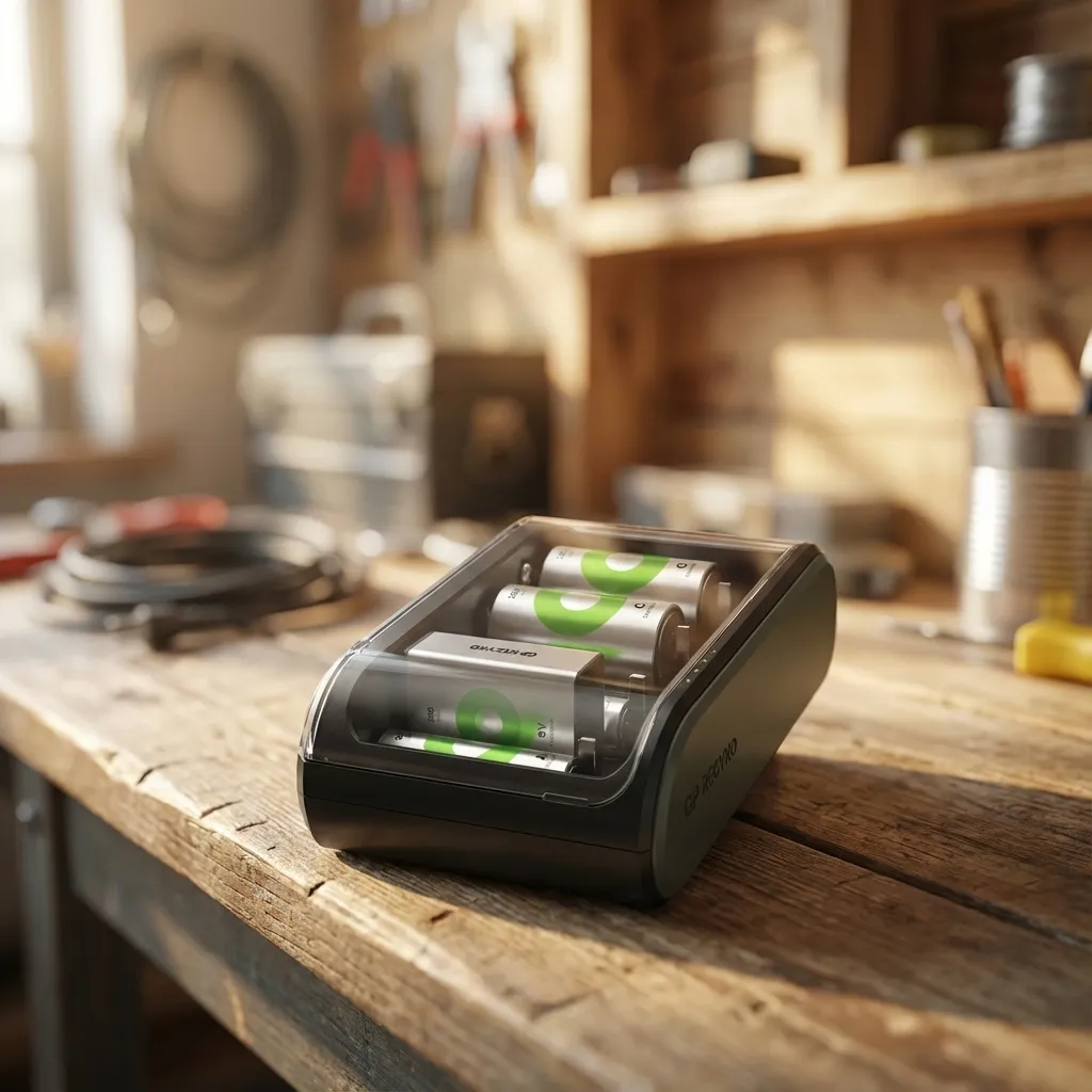 Batteriladdare universal GP. För AA / AAA / 9V / C / D (USB)